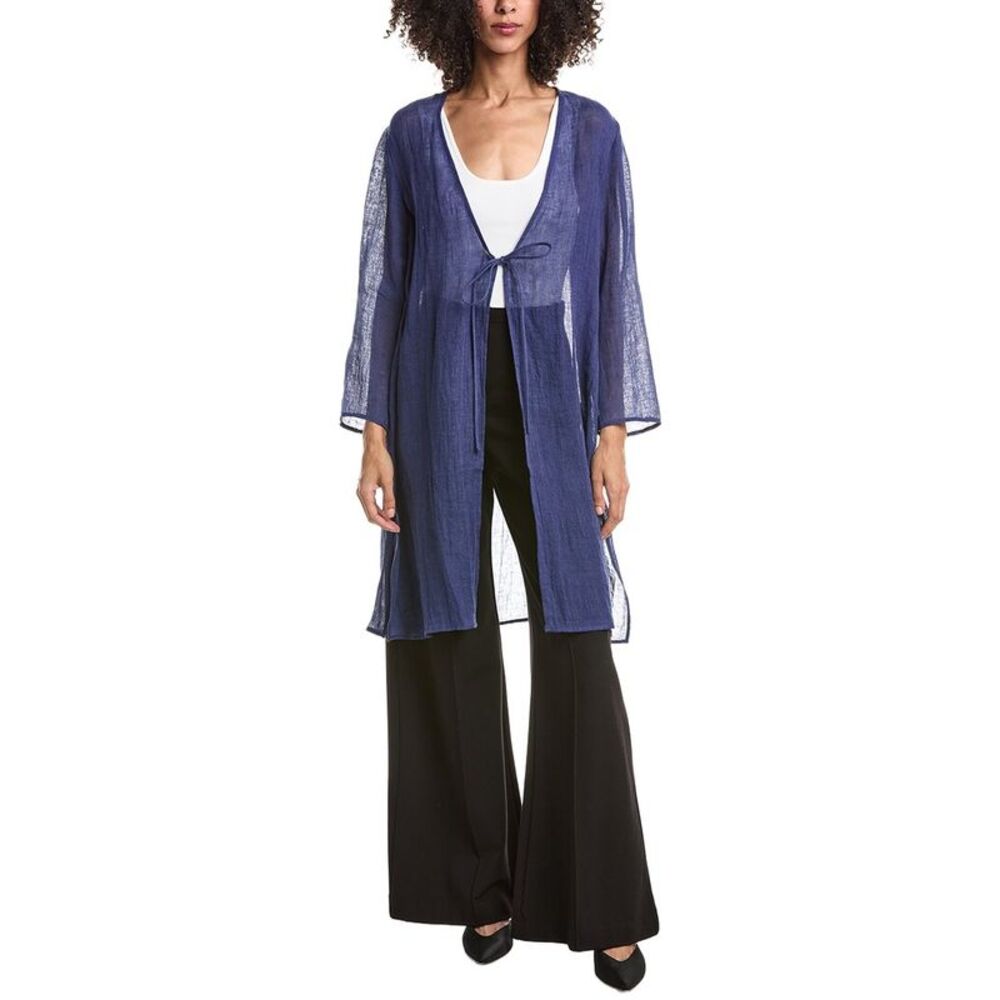 Eileen Fisher Womens V-Neck Jacket, Blue